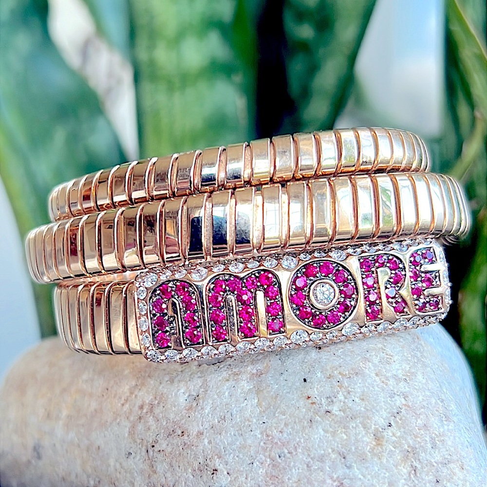 18k gold diamond and ruby  'Amore' Bracelet - Picture 7 of 11